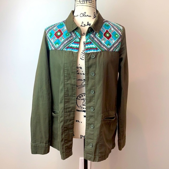 Zara Trafaluc Aztec Embroidered and Hand Beaded Button Up Shirt / Jacket - Picture 2 of 8